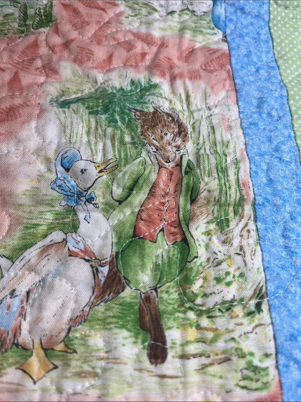Beatrix Potter Peter Rabbit Handmade Quilt  32”x 32”